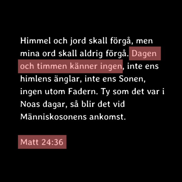 "dagen och timmen känner ingen"